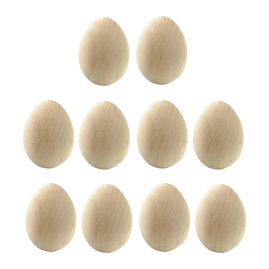 10PCS Wooden Easter Craft Eggs, for Display and Decoration Party and Photo Props, Smooth to Draw ,Ready To Paint And Decor