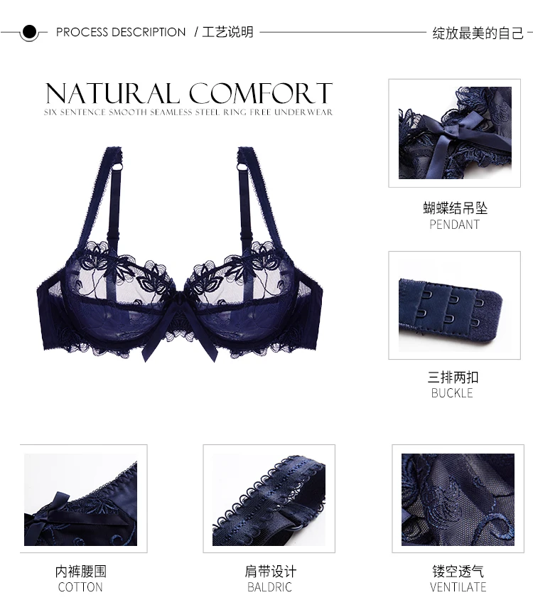 plus size bra and panty sets Bras Set Push Up Sexy Lace Transparent Dress Large Size Lingerie Womens Embroidery Ultra Thin Underwear Bra and Panty Sets lace underwear set