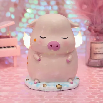 

Angel Pig Dream Pig Piggy Bank Piggy Bank With Lamp Coin Piggy Bank Storage Box Pig Shaped Piggy Bank Bedroom Decoration
