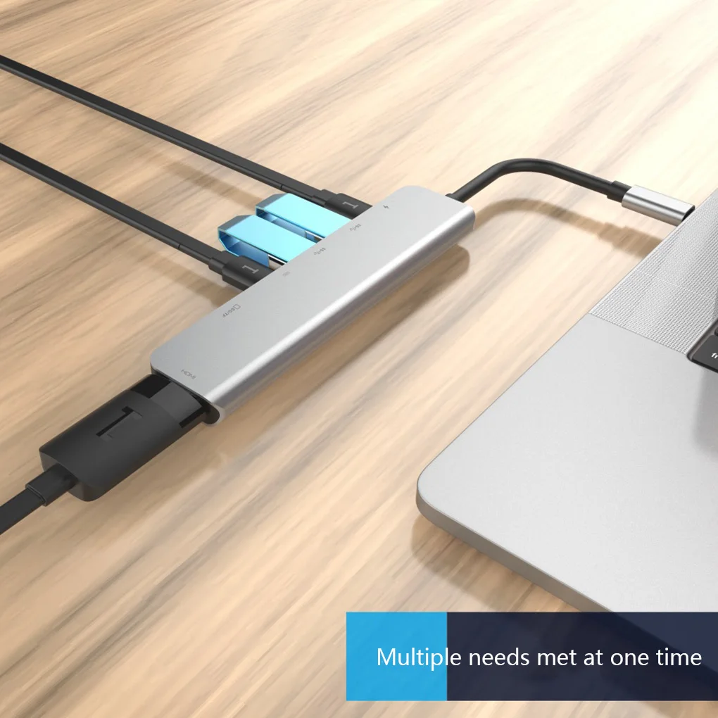 7 в 1 USB C док станция из алюминиевого сплава HD двойной 3 0 порт адаптер PD слот SD и TF