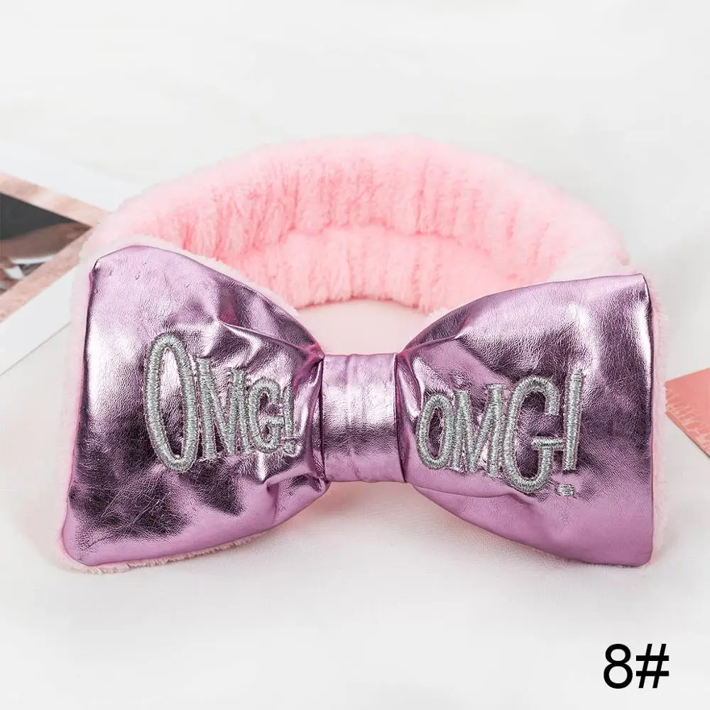 Новинка! ободки с надписью OMG для женщин, бантик для мытья лица, тюрбан для девушек, держатель для макияжа, повязки для волос из кораллового флиса, аксессуары для волос - Цвет: L8