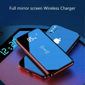 急速充電ワイヤレス電源銀行デュアルusbミラースクリーン30000ワイヤレス充電powerbank bateriaの外部ためiphone8 ×