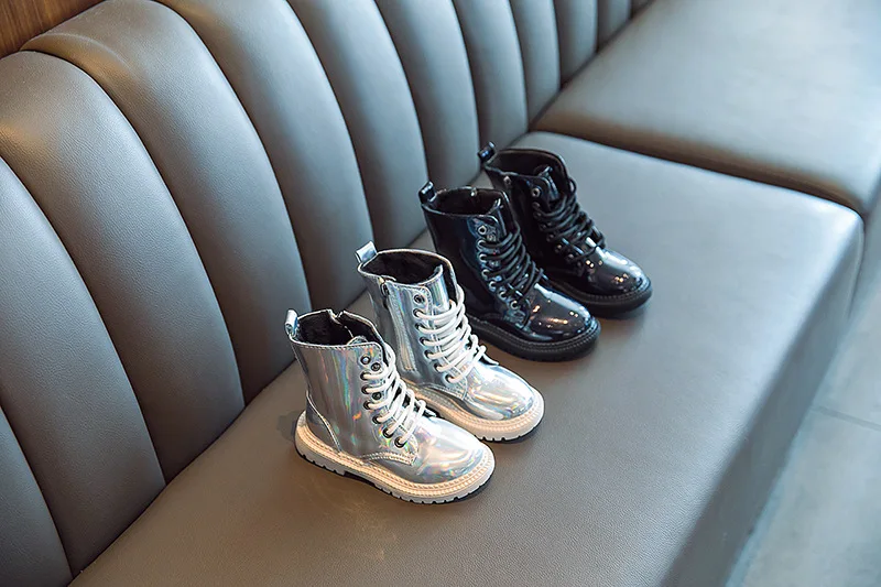 New Winter Child Shoes PU Leather Waterproof Wing Martin Boots Kids Snow Boots Brand Girls Boys High Boots Fashion Sneakers