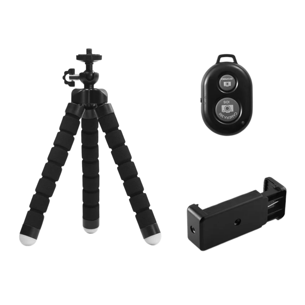 Flexible Sponge Octopus Mini Tripod With Bluetooth Remote Shutter For iPhone Mini Camera Tripod Phone Holder Clip Stand