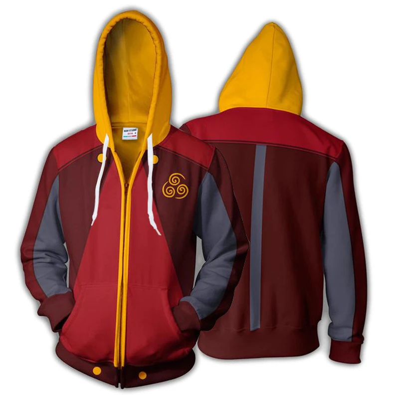 Avatar The Last Airbender Cosplay Hoodies Aang Sweatshirts Katara Sokka Hooded Zipper Jacket Anime Adult Outerwear0 (17)