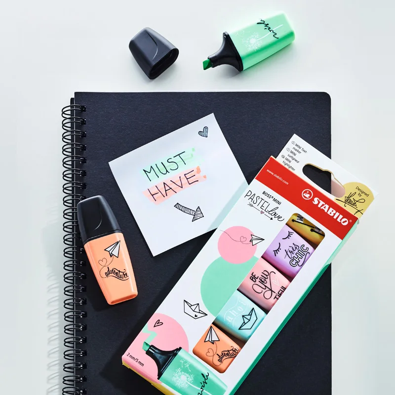 Set Di Penne Evidenziatore Stabilo Boss Pastellove Mini, Pratico Colore Pastello Gioioso, 2/5Mm Liner Drawing Paint Office School A6509