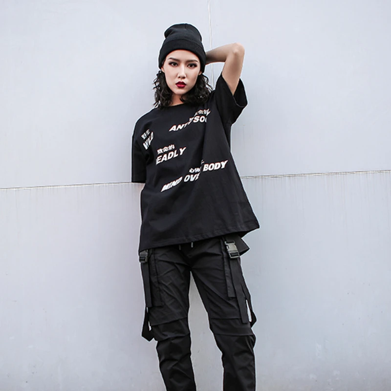 

2020 New Summer Women Cotton Fashion High Quatily Tee Ladies Casual Loose T-Shirts Female Chinese Character Print Tops LT188