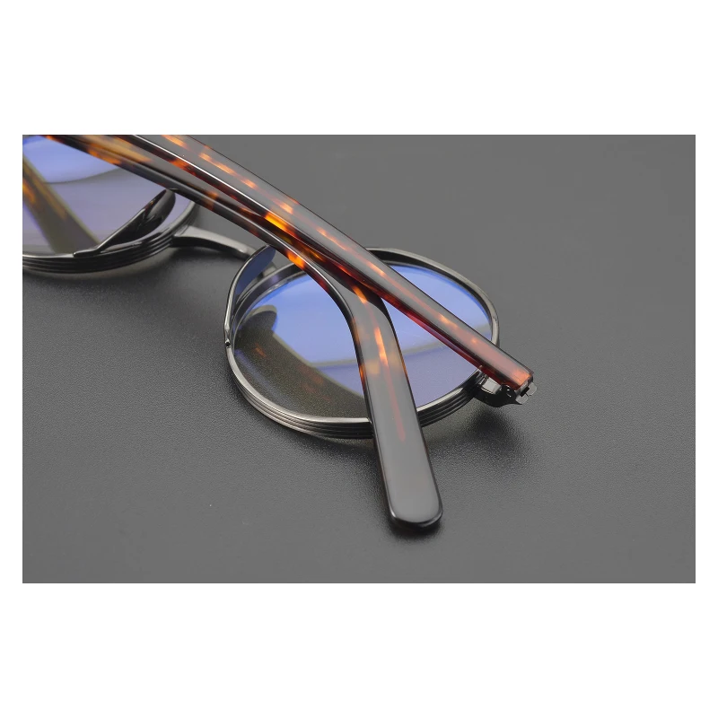 Gatenac Unisex Full Rim Round Titanium Acetate Frame Eyeglasses