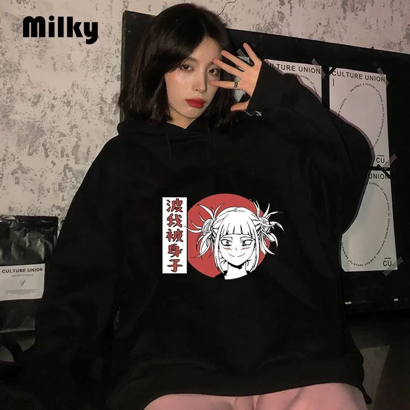 

Japanese women Hoodie Cartoons My Hero Academia Graphic Hoody Boku No Hero Academia Harajuku Hooded Female Sweatshirts