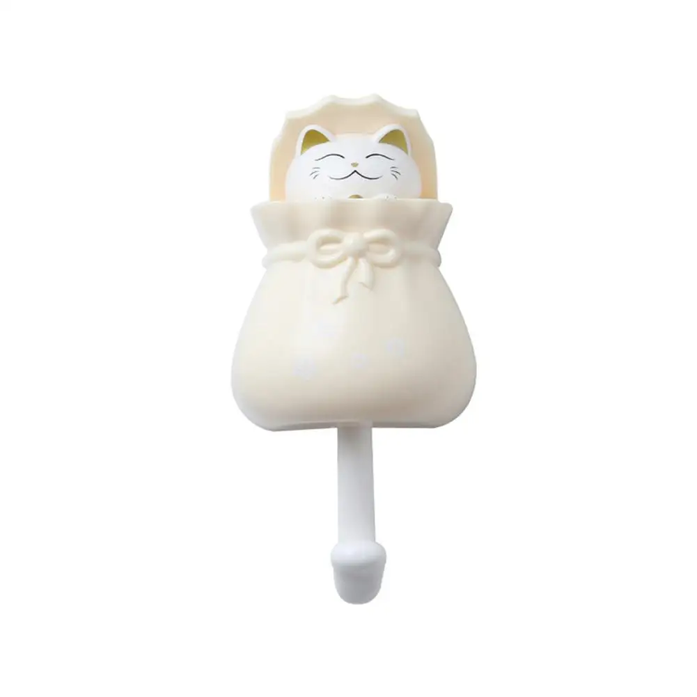 Cat yellow Практичная самоклеящаяся мультяшная кошка удачная сумка в форме подвесного крючка для ключей одежда для зонтика милый дизайн ABS простой стиль - Цвет: Cat yellow