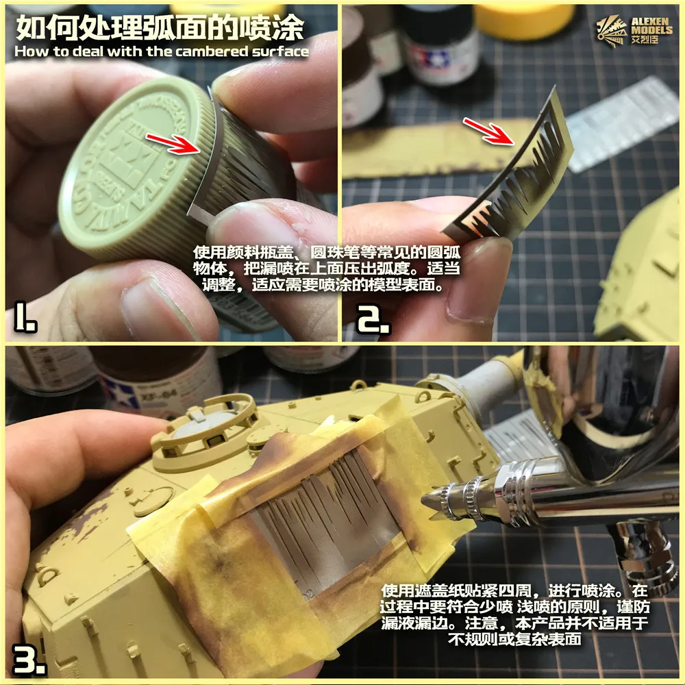 Alexen AJ0113/AJ0114 Damage Scratching Effects Leakage Spray Stenciling Template Aging Assistant Tools for 1/32 1/35 1/100 Model