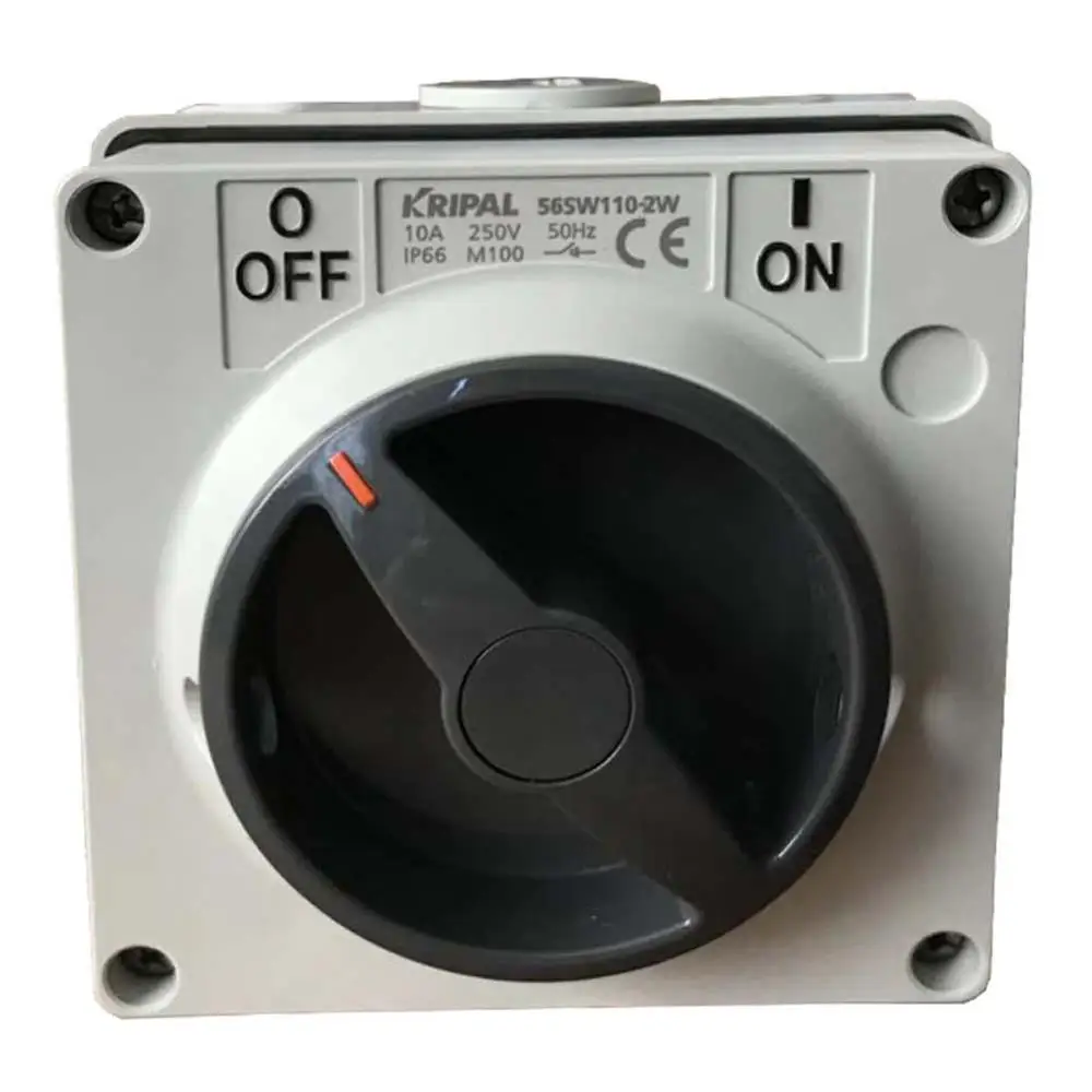 56SW110 250V 10AMP Square Waterproof ON/OFF Isolation Knob Switch