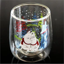 Рождественская Высокая боросиликатная стеклянная яйцевидная двойная чашка Рождественская чашка для напитков кофейная чашка термостойкая двойная