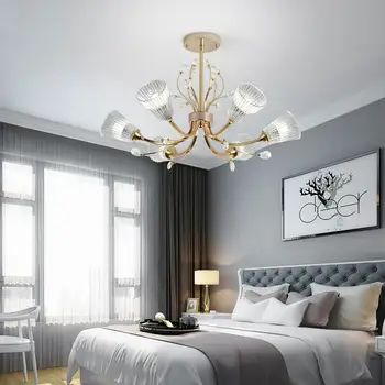 

Crystal Led Chandelier Gold Luster Home Decor Lighting Modern Living Room Kitchen Bedroom Light Fixtures Metal Glass Lamp E14