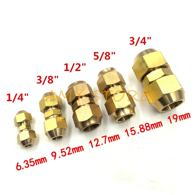 1pc Brass 1 4 3 8 5 8 1 2 3 4 Inch Flare Pipe Fitting Connector Euqal Reducer W Nut Adapeter For Air Conditioner Copper Tube Pipe Fittings Aliexpress