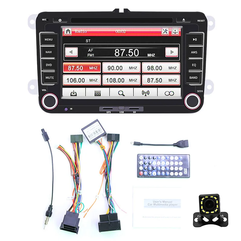 2 Din автомагнитола 2din Автомагнитола для VW Автомагнитола Coche Gps Navi RDS Mirror Link Автомобильная стерео камера заднего вида радио Para Auto - Цвет: with 12 Leds Camera