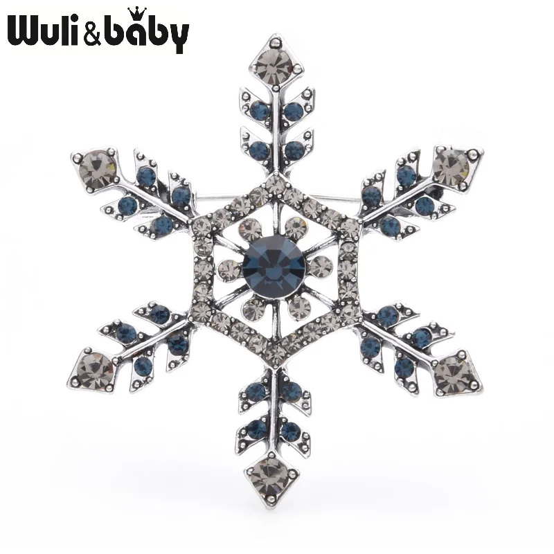 Wuli&baby Стразы Броши «Снежинка» для женщин сплав Синий Розовый исчезающий цветок вечерние броши на каждый день булавки подарки на год