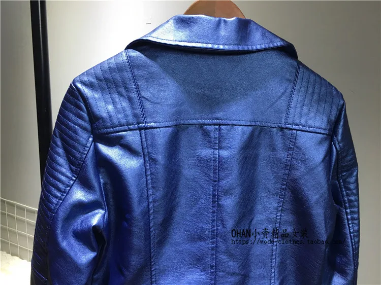 Women PU Leather Jacket Metal Bright Face Leather Coat Female Autumn New Soft Faux Leather Motorcycle Jacket Slim Short Coat