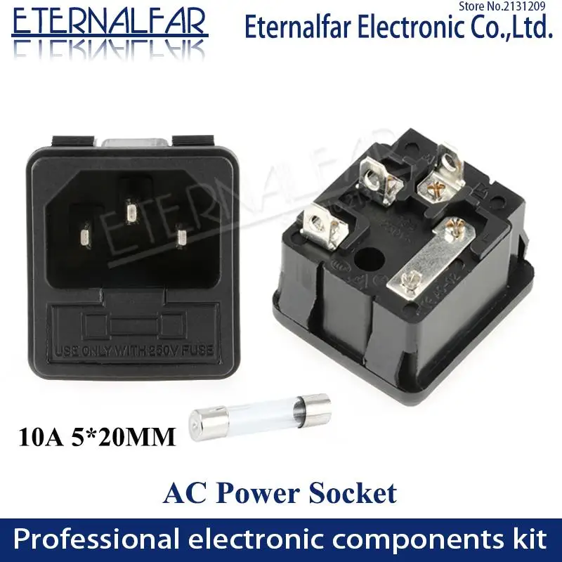 10A 250 В AC 3 Pin IEC320 C14 мужской входной разъем питания держатель предохранителя