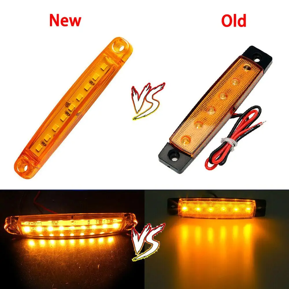 10 шт. 9 SMD светодиодный светодиодные фары для грузовиков боковой автомобиль Грузовик Автобус маркер свет водонепроницаемый Янтарный поворотник задние фонари парковочные лампы