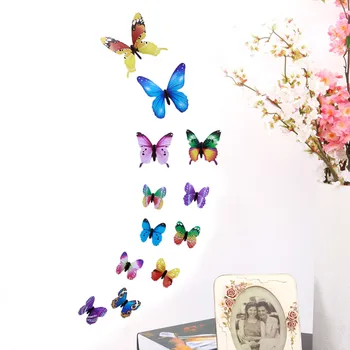 12PcsLot 3D DIY Wall Sticker Stickers Butterfly Home Decor For Fridge Kitchen Living Room Decoration Rainbow PVC Wallpaper 2020