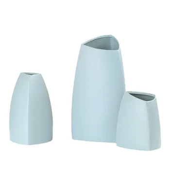 

Nordic Matt Blue Ceramic Flower Vase Home Decoration Modern Art Flower Vase Plant Holder Desk Hydroponics Decor Figurine