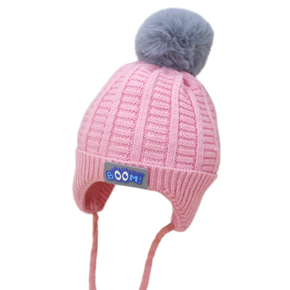 Милый Дети девочка мальчик ребёнок младенец зимний теплый вязанный вязаная шапка, шапочка Кепки для маленьких детей; детская шапочка глава бутафория фотография - Цвет: Pink