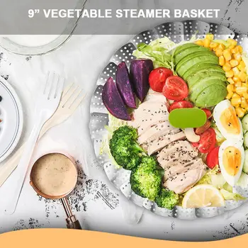 

Folding Dish Steam Stainless Steel Food Steamer Basket Mesh Vegetable Cooker Steamer Expandable Pannen Kitchen Tool