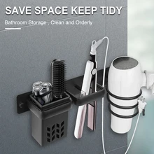 

Hair Dryer Holder Wall Mounted Hair Blower Organizer Hanger with 3 Sections Storage Rack for Bathroom Organization