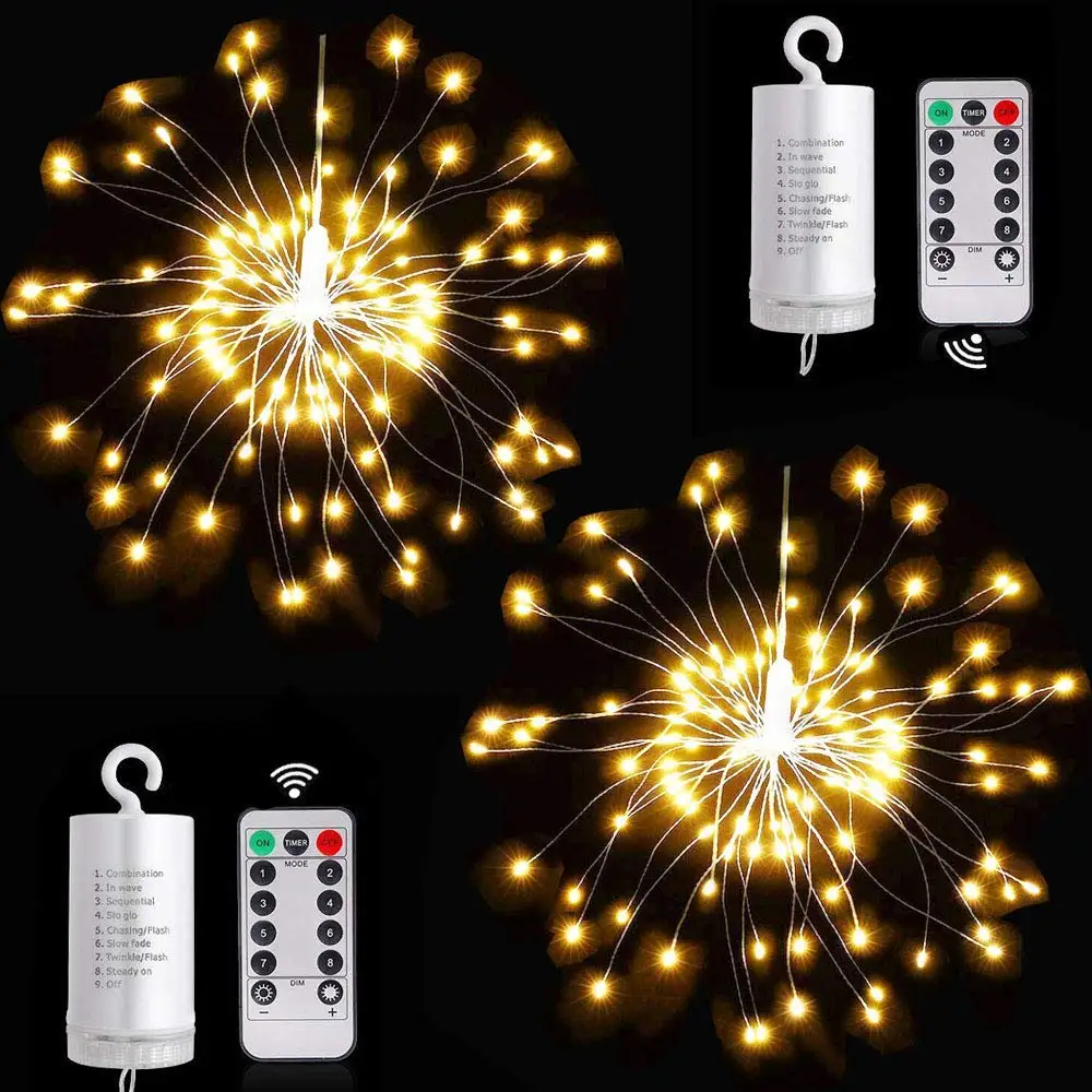 Christmas Firework String Light Battery Power LED String Copper Wire Fairy Lights Xmas Party Decor Twinkle Lamp