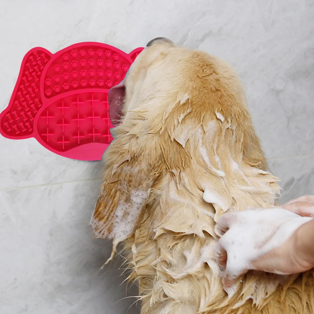 Un nuevo tazón de perro de silicona perro lamer Pad para comida lenta de baño para perros formación placa estera de Baño de mascotas accesorios para perro suministros