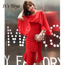 Это Yiiya платье для выпускного вечера с круглым вырезом Элегантные Красные Платья До Колена Для Женщин вечерние платья с коротким рукавом размера плюс Vestidos De Gala LF222