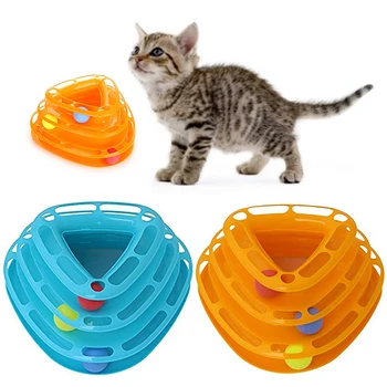 

3 Levels Pet Cat Toy Funny Tower Tracks Disc Cat Tracks Toys Training Intelligence Amusement Plate Cat Ball Toys For Cats Kitten