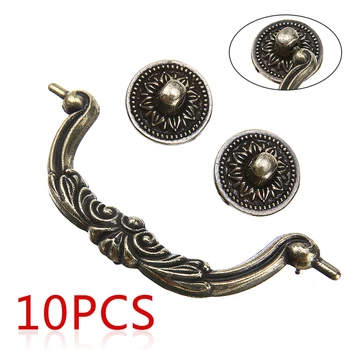 

10Pcs Pull Knobs Retro Zinc Alloy For Cabinet Furniture Drawer Doors Wardrobe Handles Hardware Parts