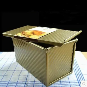 

Aluminum Mold Golden Non-stick Toast Box Rectangular Corrugated Toast Appliance 450g Toast Box Fondant Cake Mold Chocolate Mold