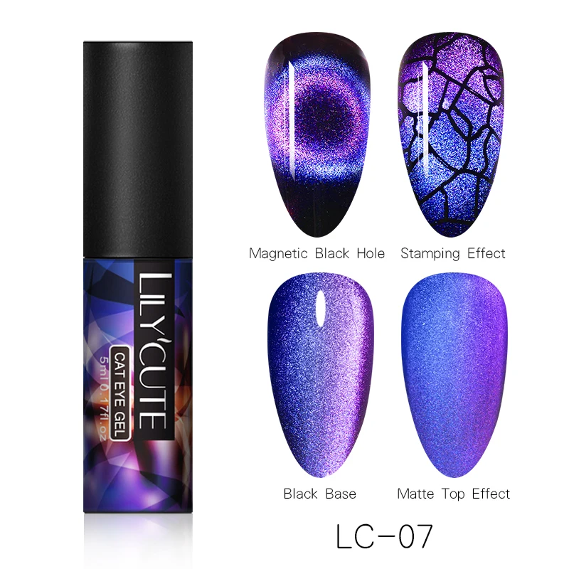 light 07 LILYCUTE 9D Гель-лак «кошачий глаз» Хамелеон для использования с магнитом гель, Длительное Действие, блестящие лазерные солнцезащитные очки "кошачий глаз" для ногтей замочить от УФ-светодиодный гель Лаки - Цвет: light 07