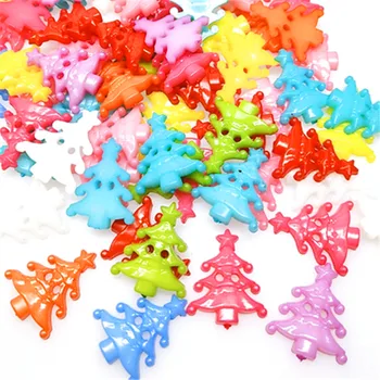 

50pcs Mixed Tree PLASTIC Christmas Buttons Sewing Cartoon Accessories Scrapbooking Embellishments 2 Hole