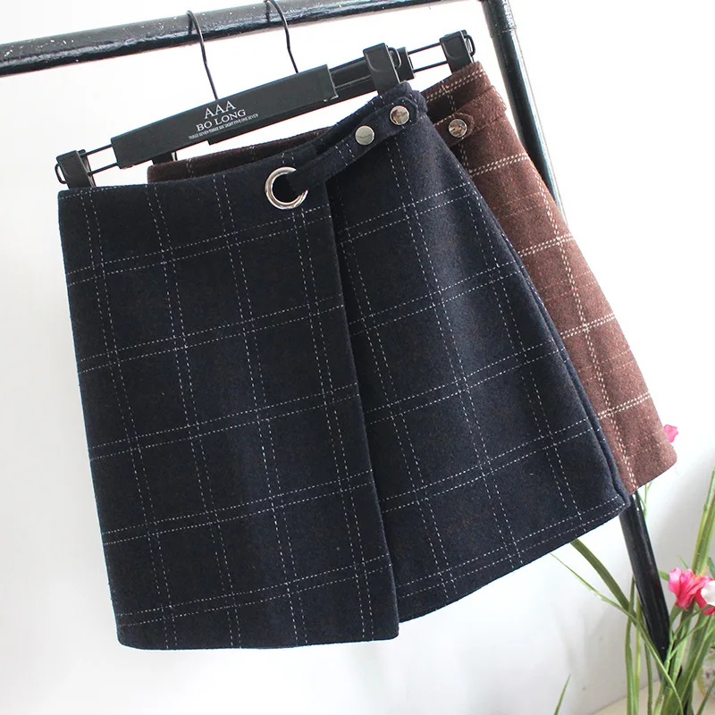 2019 Женская утолщенная шерстяная юбка-карандаш в стиле Харадзюку, Ретро стиль, одежда для работы, облегающая женская японская юбка Kawaii для