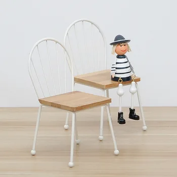 

Zakka Creative Home Small Chair Ornament Desktop Lovely Decoration Mini Wooden Table And Chair Photo Props