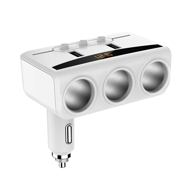 VicTsing автомобиля автомобильный прикуриватель Зарядное устройство с двойным USB 3 адаптер гнезд с светодиодный Дисплей Батарея Напряжение 12 V/24 V для iPhone - Color Name: White
