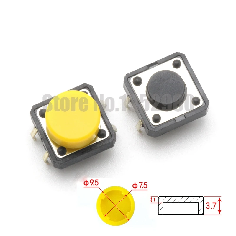 

200PCS Round Button Caps 3.7*9.5mm Match 12*12 Tact Switch
