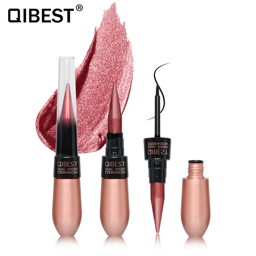 2 in 1 Eyes Makeup Eye Shadow+ Liner Combination Waterproof Shimmer Eyeshadow Cream Stick Make up Black Eye Liner Pencil Kit