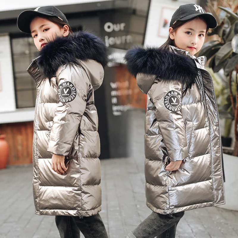 HSSCZL Girls duck down jackets brand winter thicken girl down coat outerwear overcoat natural fur fashion chilidren clothes