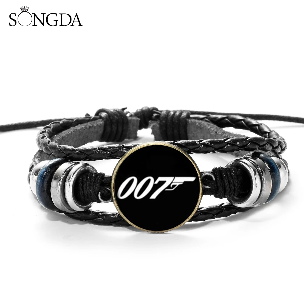 SONGDA Прохладный Джеймс Бонд 007 шаблон браслет простой современный фильм ювелирные изделия серии 007 Многослойные панк кожаный браслет мужской подарок