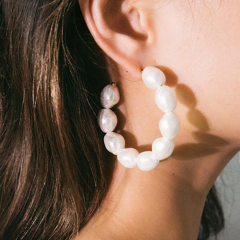 

Arilady Hoop Earring for Women Simulated Pearl Earring Big Ring Hoop Jewelry Party Gift Drop Shipping