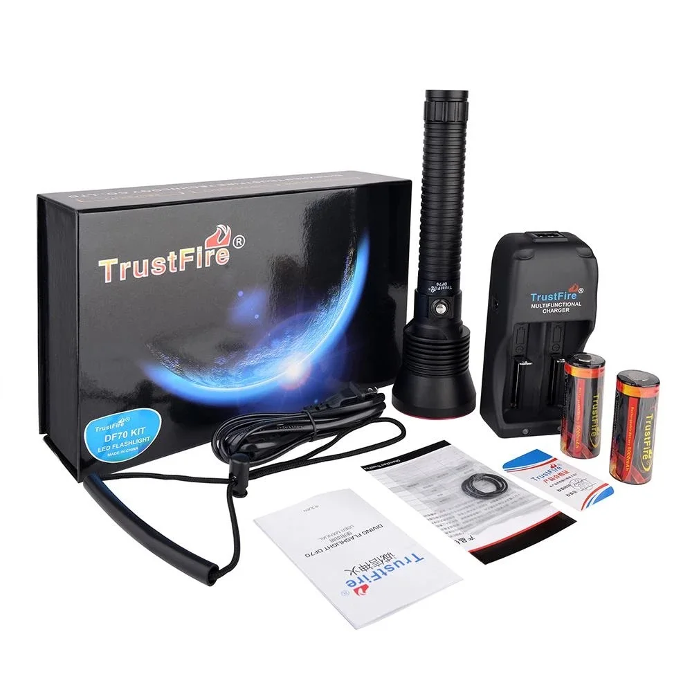 TrustFire DF70 светильник для дайвинга CREE XHP70 3200LM профессиональный светодиодный светильник для подводной съемки 70 м фонарь светильник для дайвера с батареей 26650