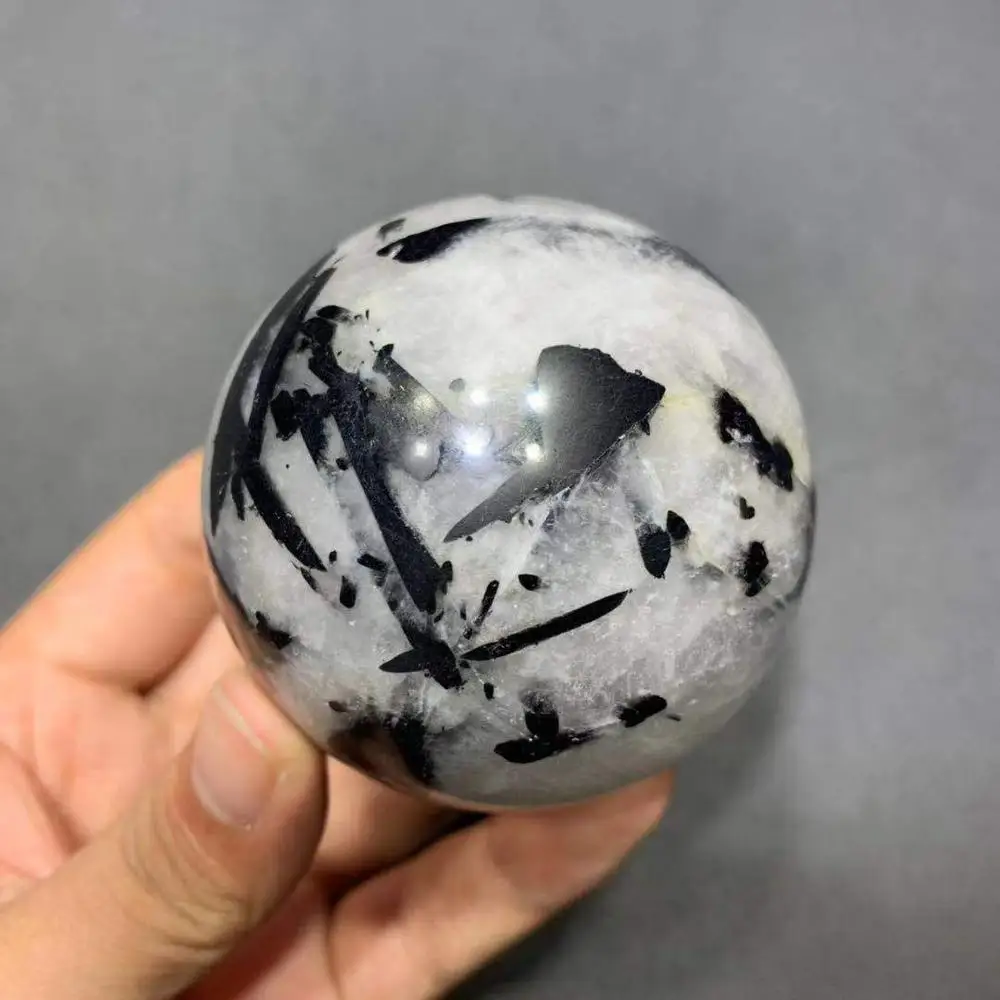 

60mm Natural Black Tourmaline Sphere Crystal Stone Ball Sphere for Home Decoration