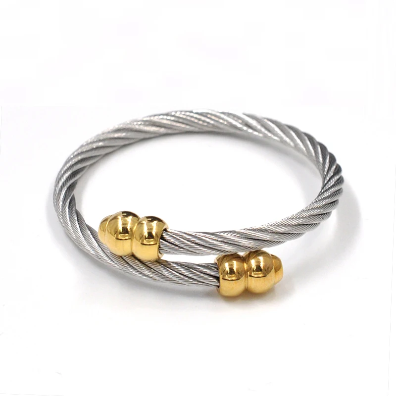 Браслеты и браслеты в стиле панк с закручивающимся кабелем для женщин и мужчин, браслет для ногтей, ювелирные изделия из нержавеющей стали, очаровательный Браслет-манжета, золото, серебро