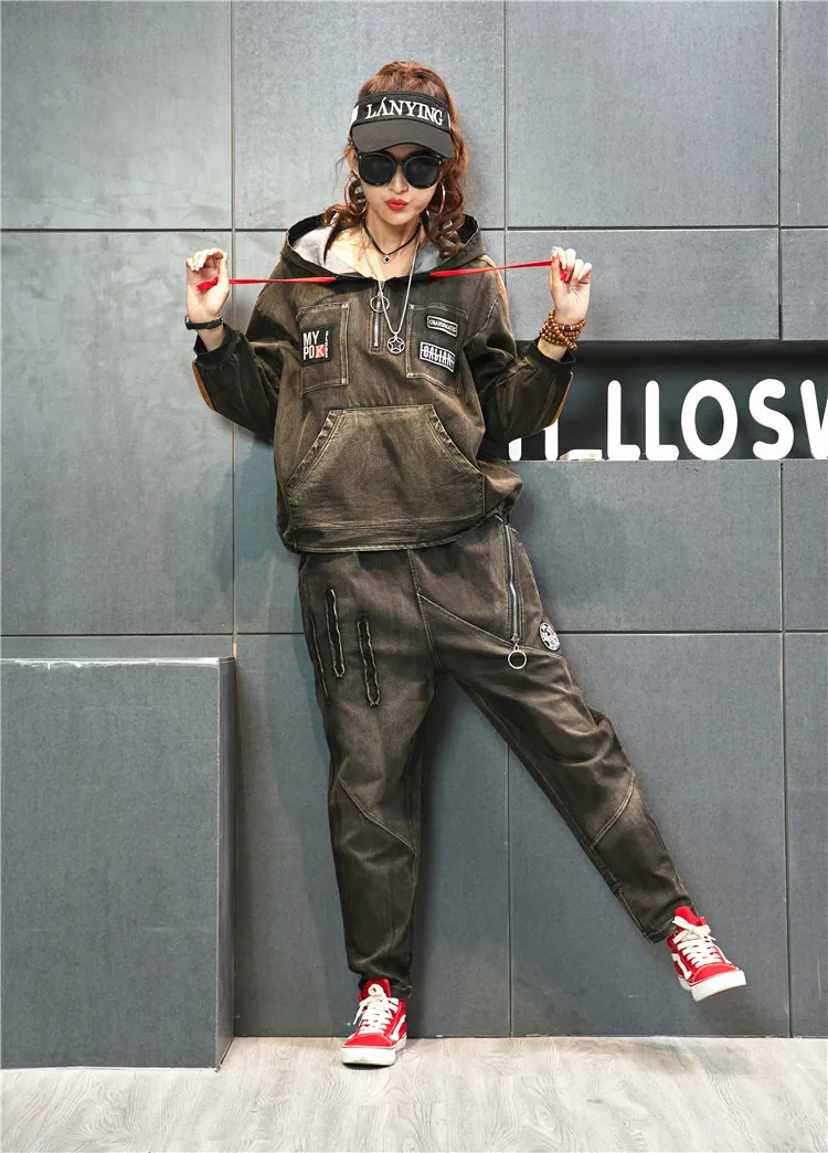 Max LuLu осень корейская модная одежда женские топы и штаны в стиле панк женские комплекты из двух предметов с капюшоном винтажные спортивные костюмы