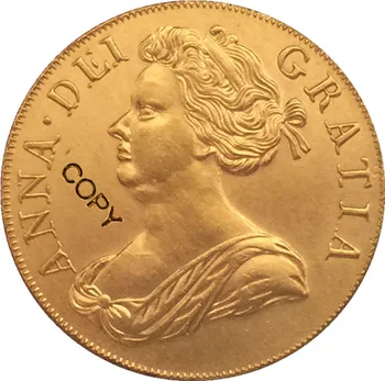 

24 - K gold plated 1712 United Kingdom 1 Guinea - Anne coins copy